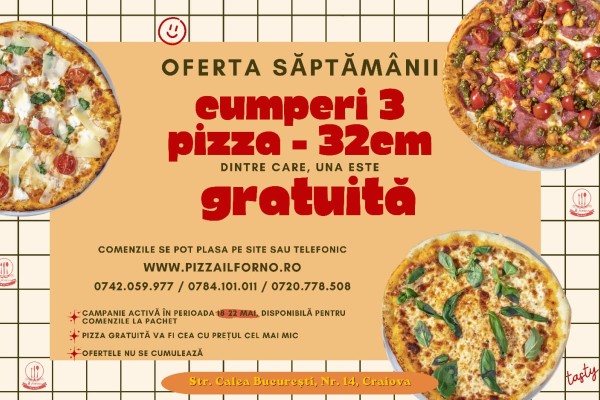 Pizza 32 cm: 3+1 GRATIS
